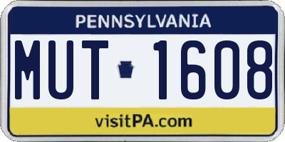 PA license plate MUT1608