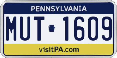 PA license plate MUT1609