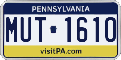 PA license plate MUT1610