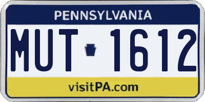 PA license plate MUT1612