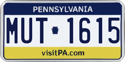 PA license plate MUT1615