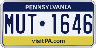 PA license plate MUT1646