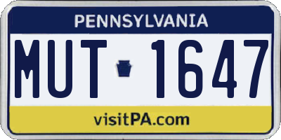 PA license plate MUT1647