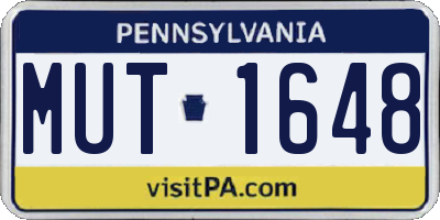 PA license plate MUT1648