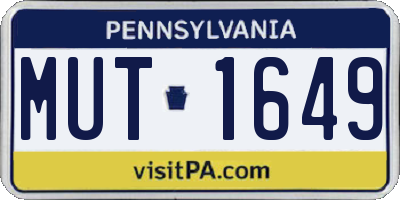 PA license plate MUT1649