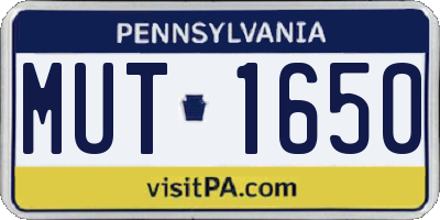 PA license plate MUT1650