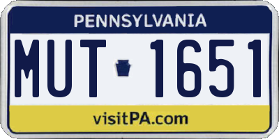 PA license plate MUT1651