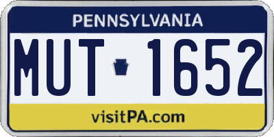 PA license plate MUT1652