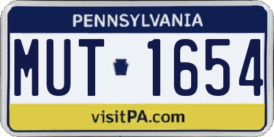 PA license plate MUT1654