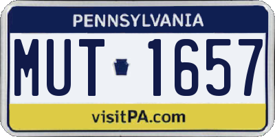 PA license plate MUT1657