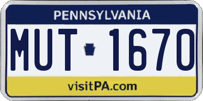 PA license plate MUT1670