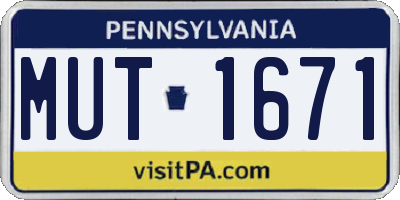 PA license plate MUT1671