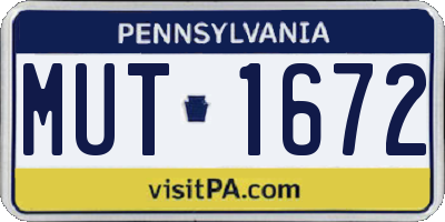 PA license plate MUT1672