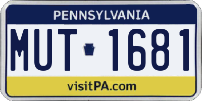 PA license plate MUT1681
