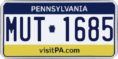 PA license plate MUT1685
