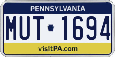 PA license plate MUT1694