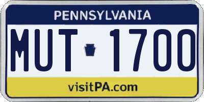 PA license plate MUT1700
