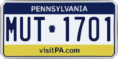 PA license plate MUT1701
