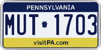PA license plate MUT1703