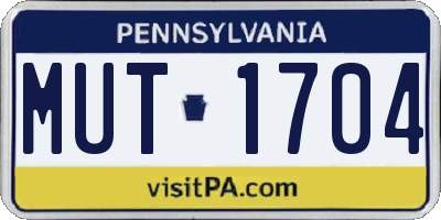 PA license plate MUT1704