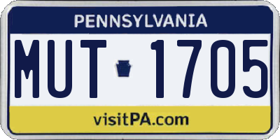 PA license plate MUT1705
