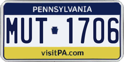 PA license plate MUT1706