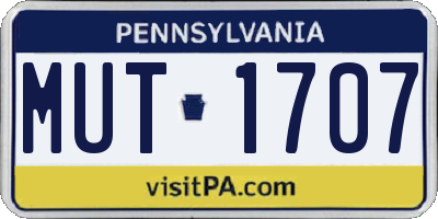 PA license plate MUT1707