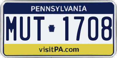 PA license plate MUT1708