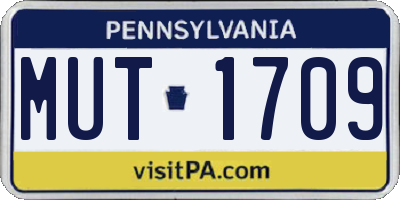 PA license plate MUT1709