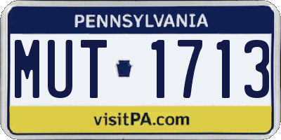 PA license plate MUT1713