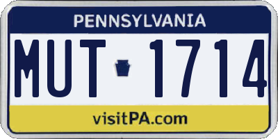 PA license plate MUT1714