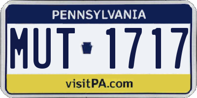 PA license plate MUT1717
