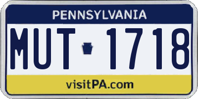 PA license plate MUT1718