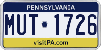 PA license plate MUT1726