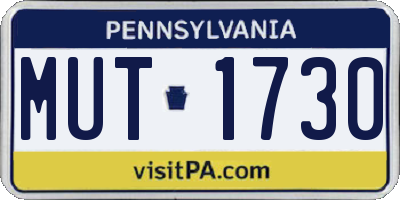 PA license plate MUT1730