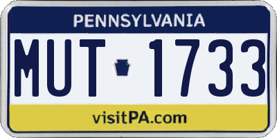 PA license plate MUT1733