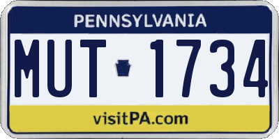 PA license plate MUT1734