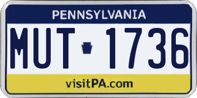 PA license plate MUT1736