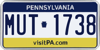 PA license plate MUT1738