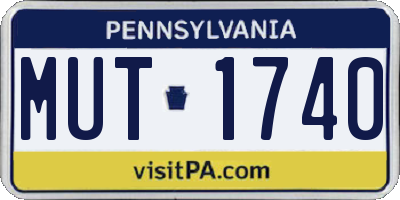 PA license plate MUT1740