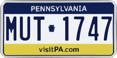 PA license plate MUT1747