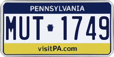 PA license plate MUT1749