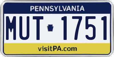 PA license plate MUT1751