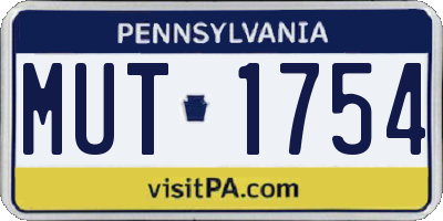 PA license plate MUT1754