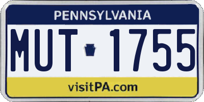 PA license plate MUT1755