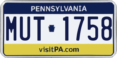 PA license plate MUT1758