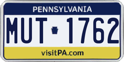 PA license plate MUT1762