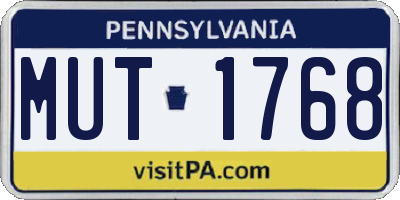 PA license plate MUT1768