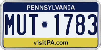 PA license plate MUT1783