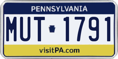 PA license plate MUT1791